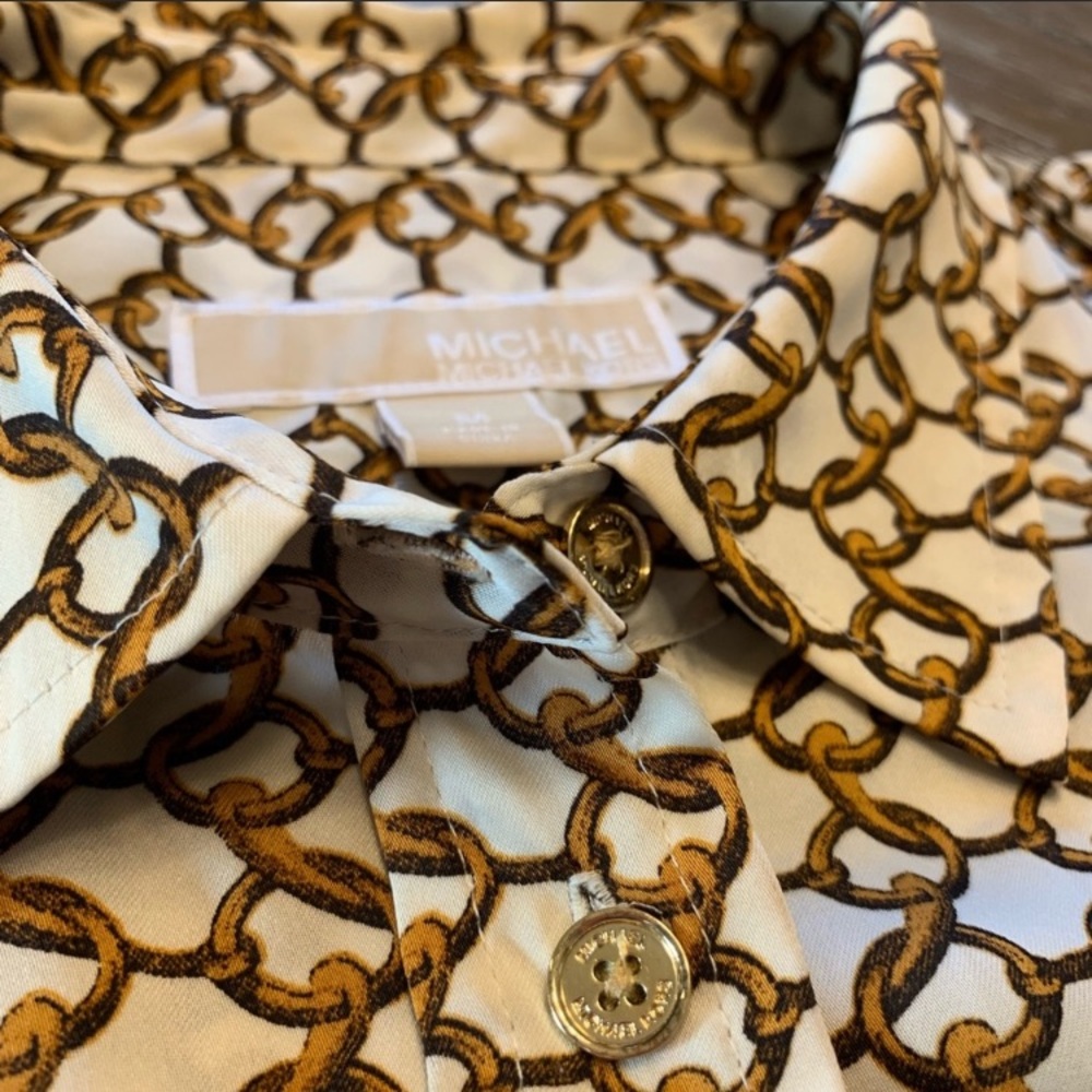 Michael Kors Gold Chain Print Blouse